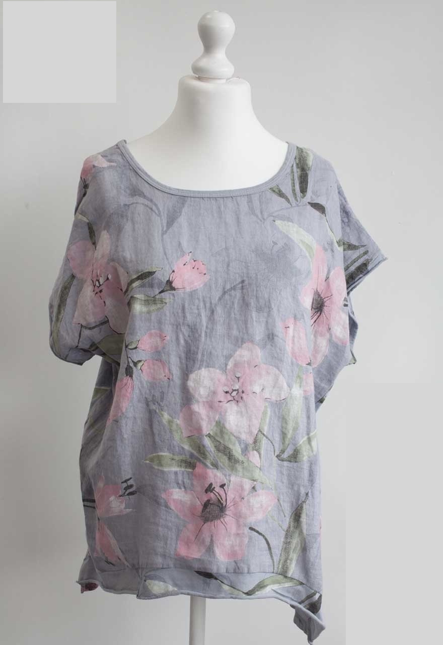 Floral Linen Sicily Top | Seagrass & Linen Boutique