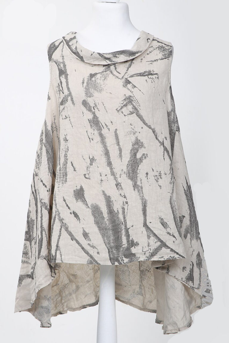Ladies Sleeveless Printed Floaty Top With Cowl Neck | Seagrass & Linen ...